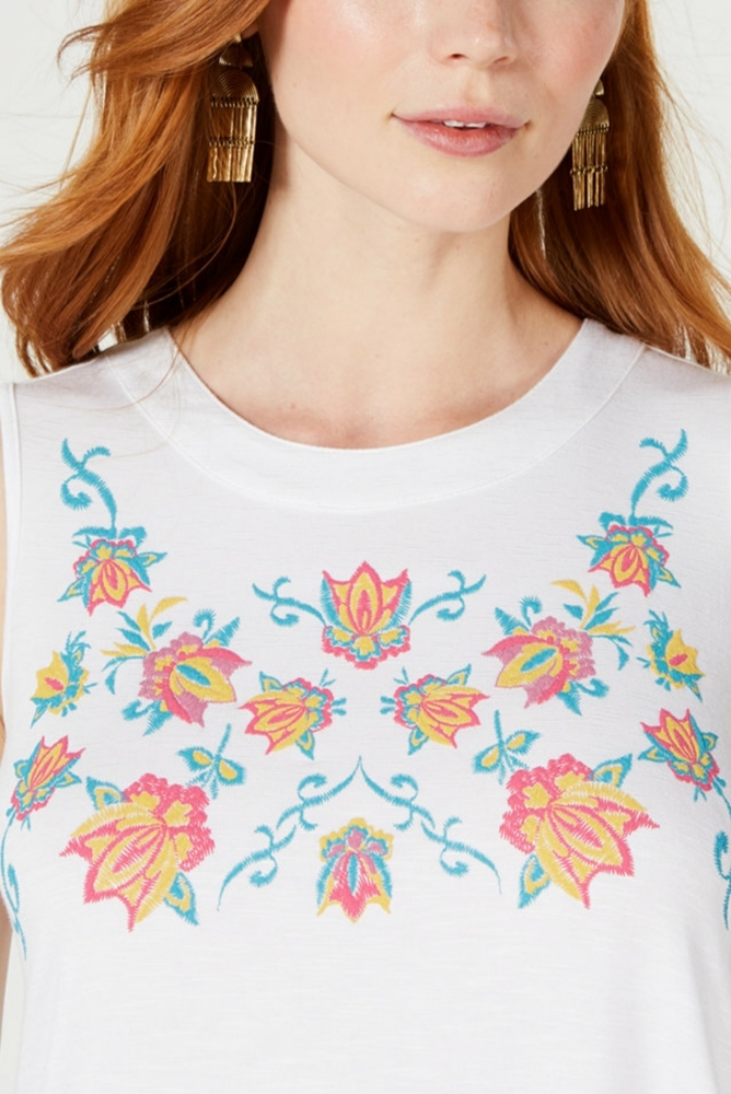Style & Co Embroidered Keyhole Top - Picture 3 of 3